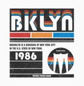 Brooklyn, New York city t-shirt design. Vintage typography graphics for tee shirt design. Bklyn original apparel print. Royalty Free Stock Photo